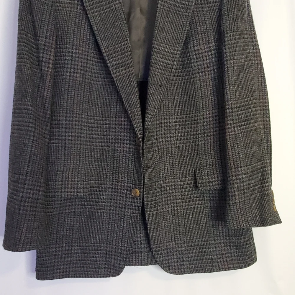 FAIRCLOUGH & CO men's 100% wool blazer, gray with hints of green/blue/maroon